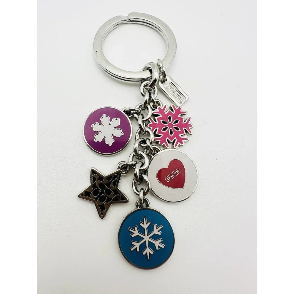 Coach Snowflakes Multi Mix Key Fob Keychain Key Ring Charm